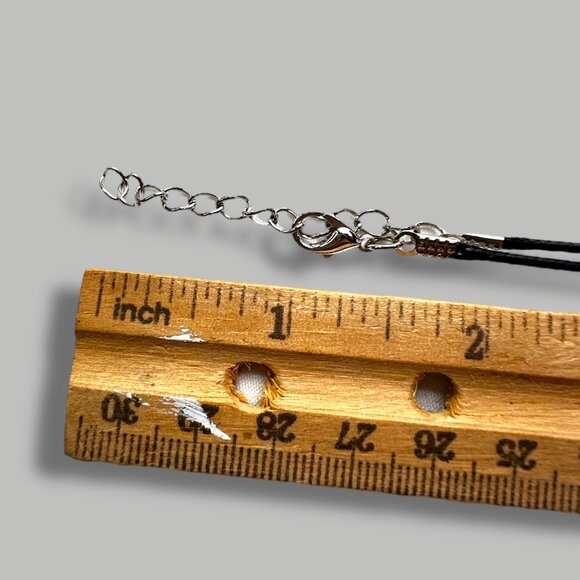 Opalite Crystal Pendant Necklace Black Cord Golden Wire Wrap Calming Soothing - Picture 6 of 9